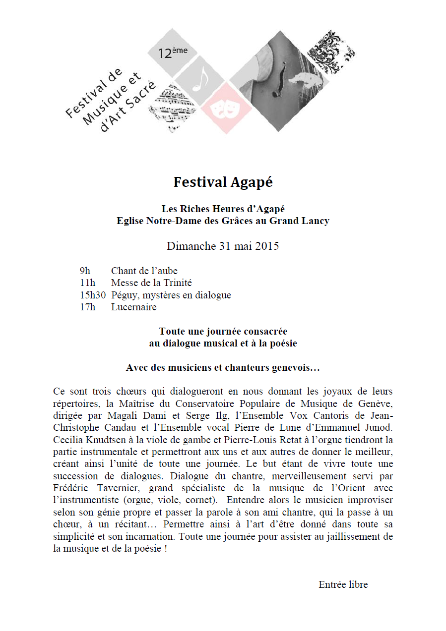 Image de l'affiche du concert Lucernaire du Festival Agapé